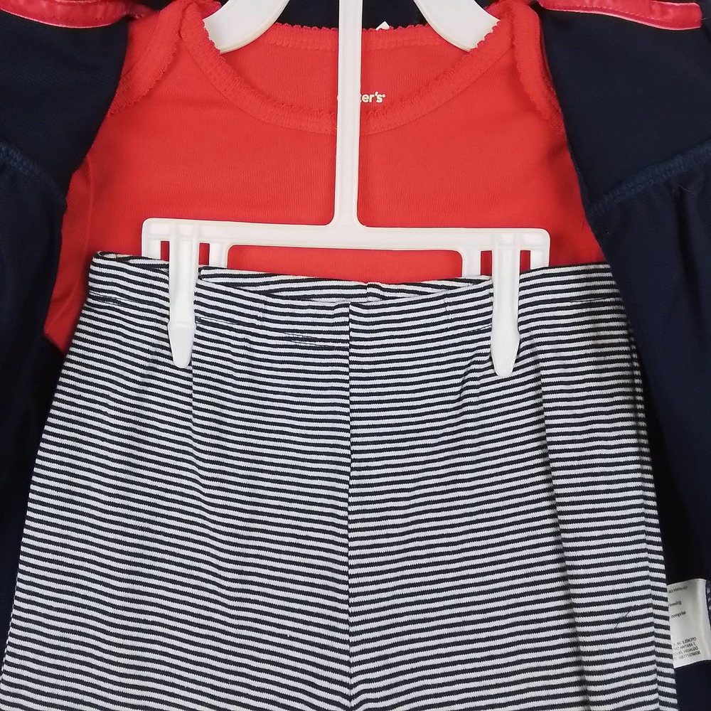 Carter's Baby 3‎ Piece Set Size 24mo in Red White Blue w/ Hearts - Picture 12 of 15